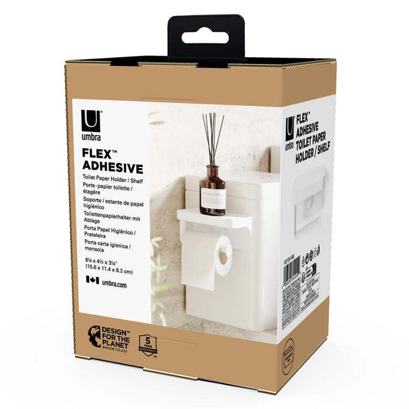 Держатель для туалетной бумаги с полкой flex adhesive