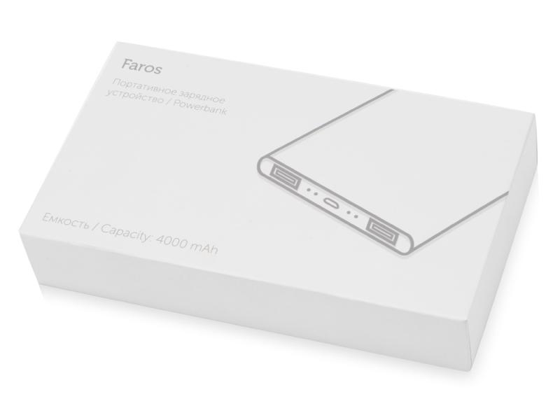 Внешний аккумулятор с подсветкой логотипа Faros, soft-touch, 4000 mAh