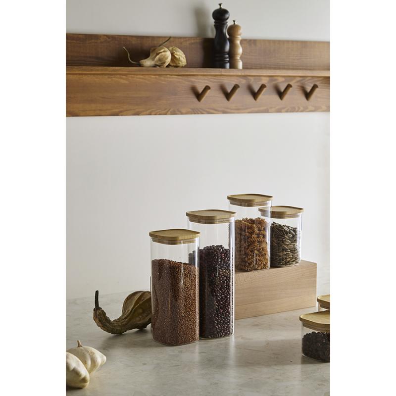 Банка для хранения квадратная glass bamboo, 1,9 л
