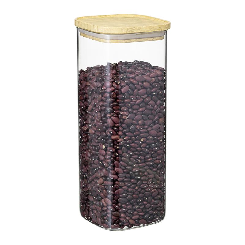 Банка для хранения квадратная glass bamboo, 1,9 л