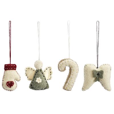 Набор елочных украшений из фетра felts mood из коллекции new year essential, 4 шт.
