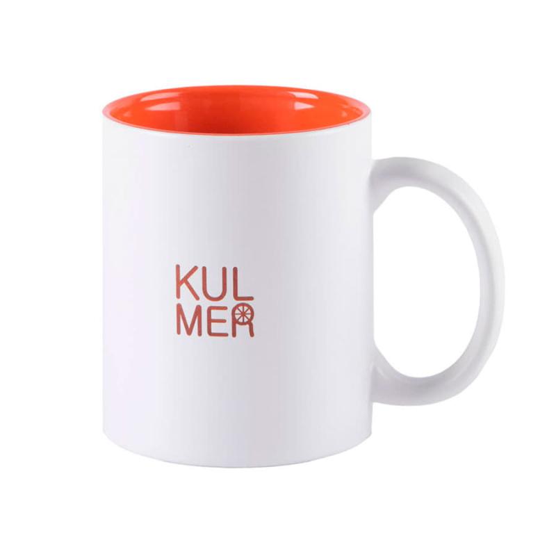 Кружка KULMER, белый с желтым, 350мл, 9,6х8,2см, тонкая керамика