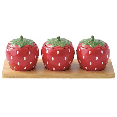 Набор банок для хранения на подставке jardin des fraise, 3шт.