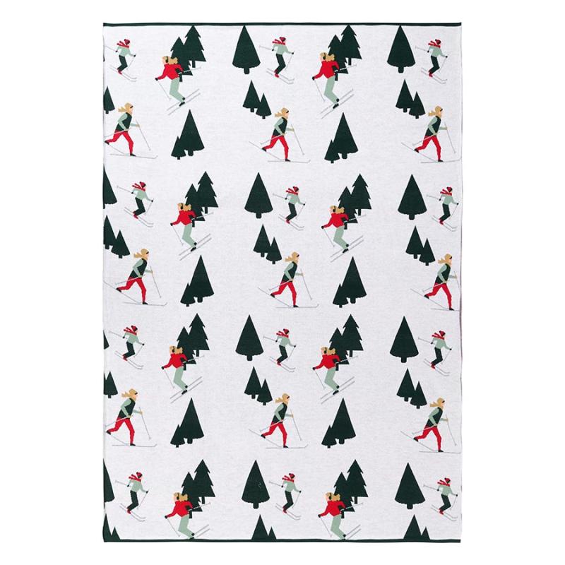 Плед из хлопка с новогодним рисунком let's ski из коллекции new year essential, 130x180 см