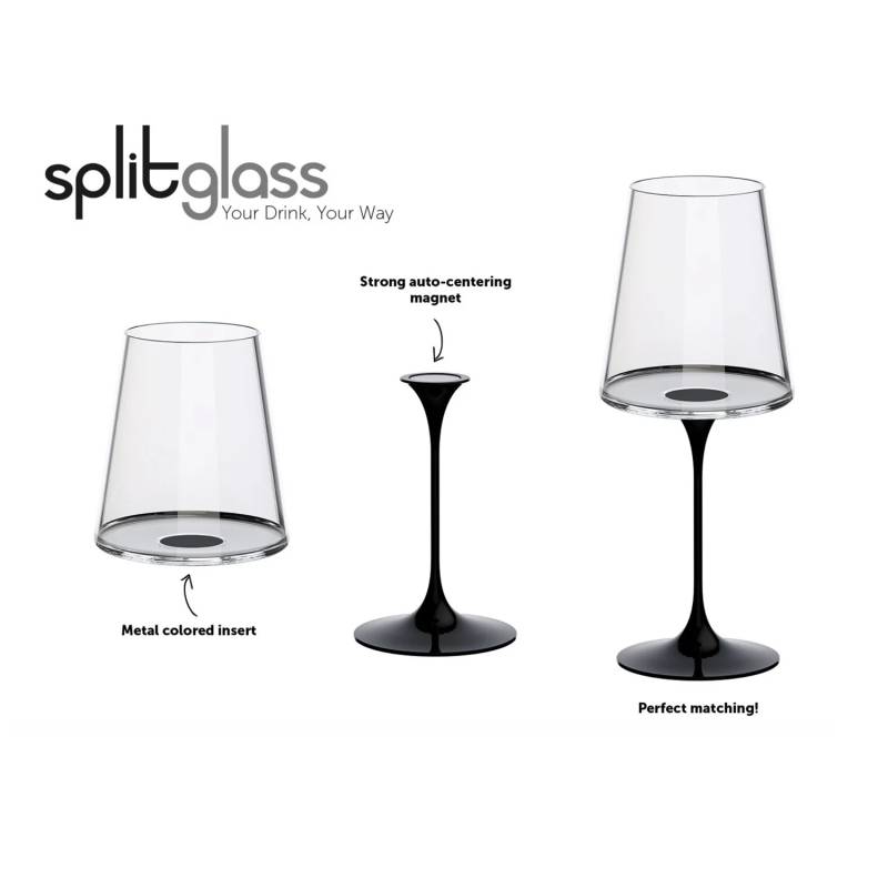 Хрустальный бокал для белого вина на магните Trebonn SplitGlass, 2 шт, 280 мл