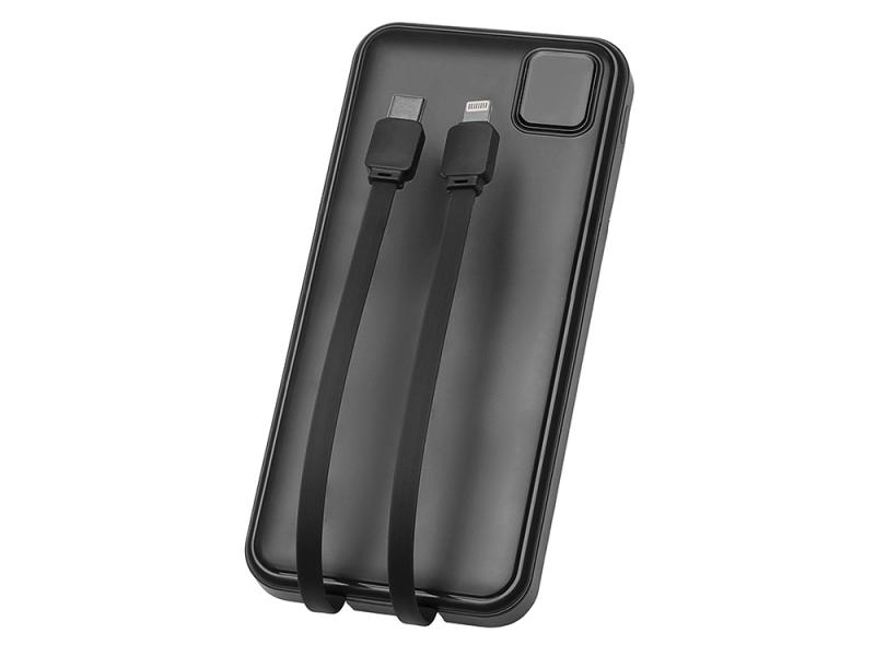 Внешний аккумулятор со встроенными кабелями Фрэйм, 10000 мАч