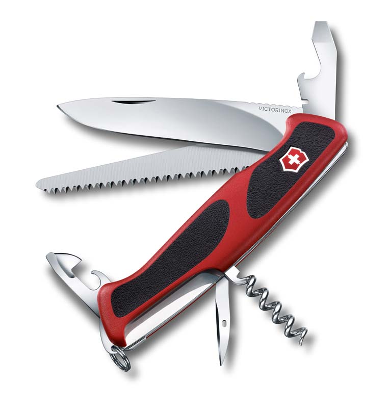 Нож перочинный VICTORINOX RangerGrip 55, 130 мм, 12 функций, с фиксатором лезвия,  с чёрным