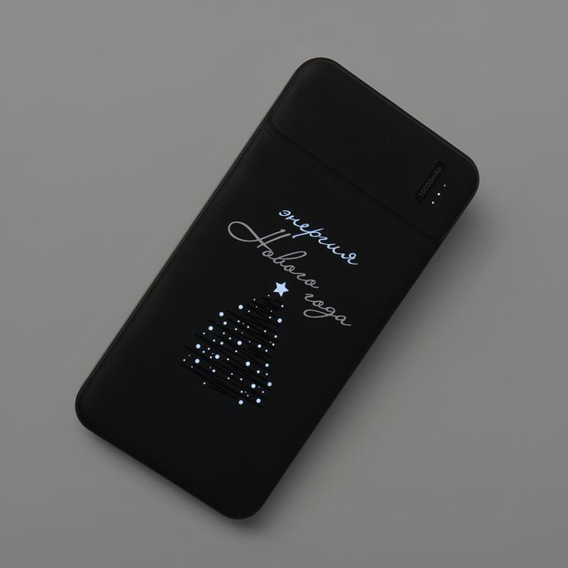 Универсальный аккумулятор Flash 5 (5000 мАч) с подсветкой и soft touch, синий, 9,8х6.3х1,3 см