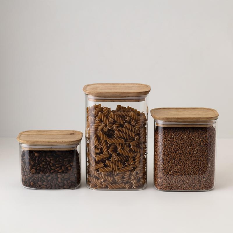Банка для хранения прямоная glass acacia, 1,3 л