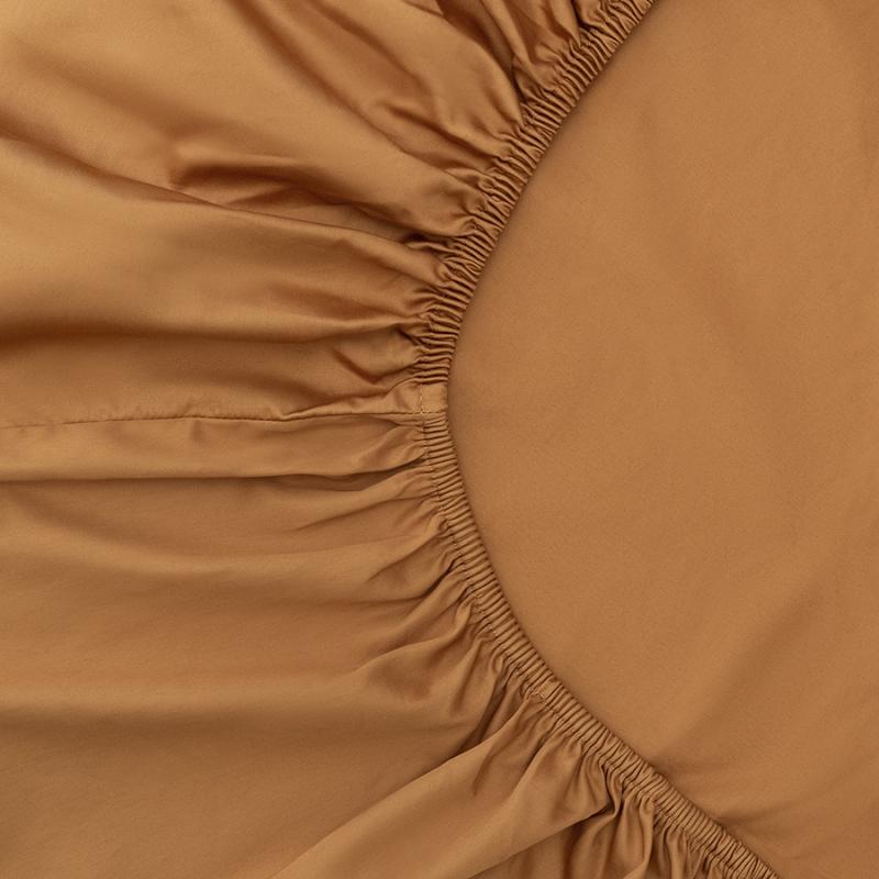 Простыня на резинке из сатина из коллекции meditation, caramel, 160х200х30 см