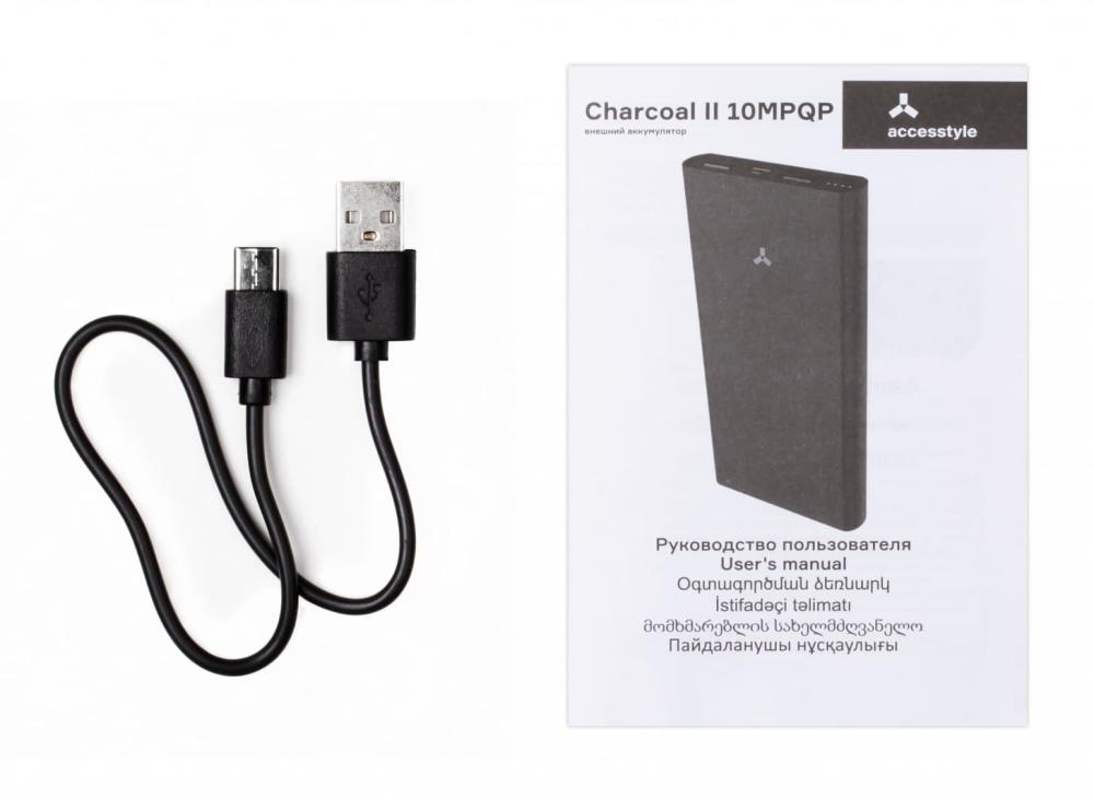 Внешний аккумулятор  Accesstyle Charcoal II (10000 mAh), серебристый