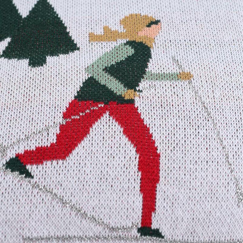 Подушка вязаная с новогодним рисунком let's ski из коллекции new year essential, 45x45 см