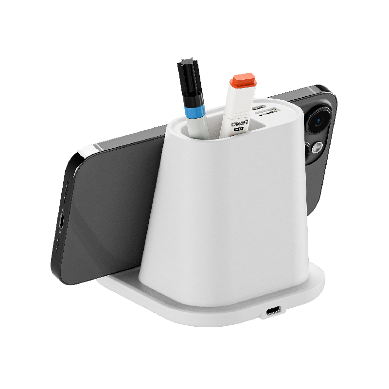 Настольный органайзер "15 Watt Fast Charge"  c беспроводной зарядкой, вентилятором и лампой