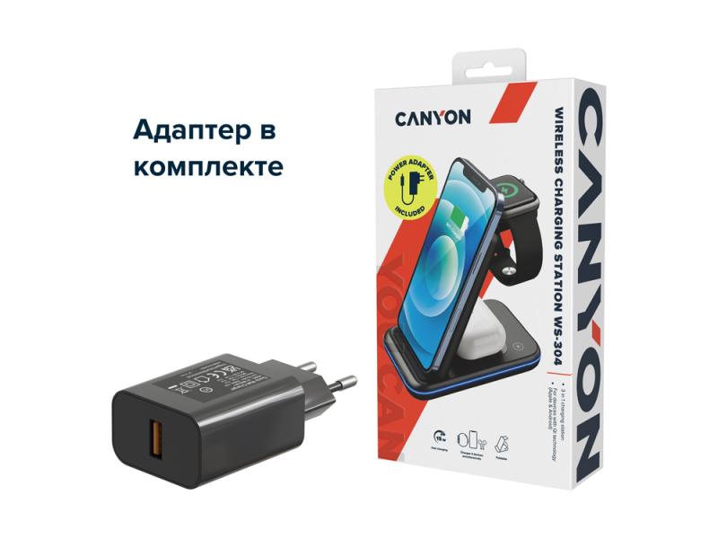 Беспроводное зарядное устройство 3-в-1 WS-304, 15 Вт