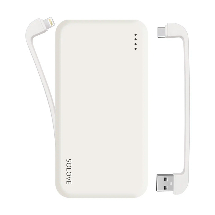 ПЗУ Solove W7 со встроенными кабелями Type-C и Lightning