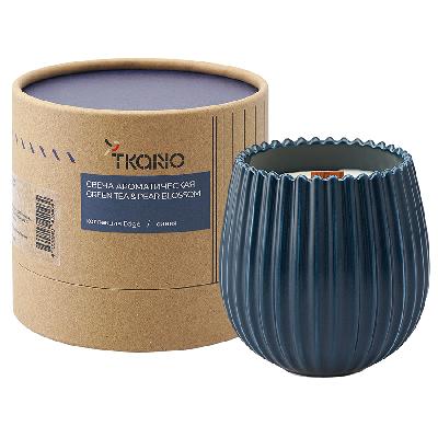 Свеча ароматическая с деревянным фитилём  tea & pear  из коллекции edge, 60 ч