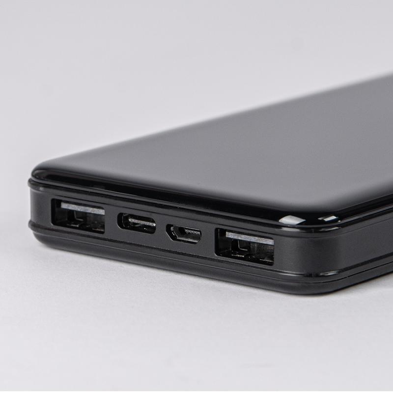Универсальный аккумулятор Sleek 10 (10000 мАч), черный, 14х6.8х1,5 см