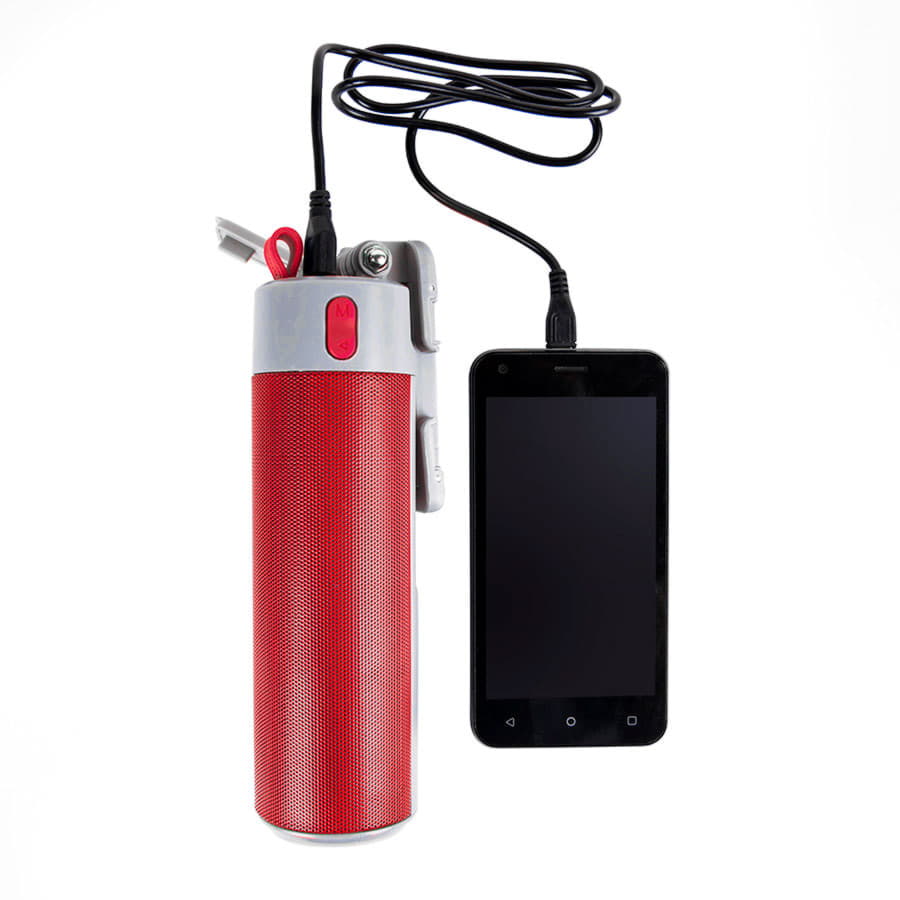 Bluetooth колонка с зарядным устройством(2000mAh) и моноподом "Turbo Tube",белый с серым,18х5,5х5,3с