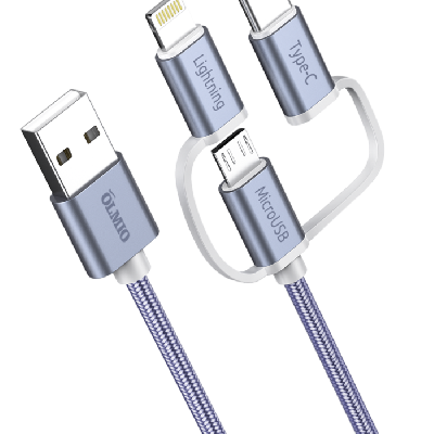 Кабель Olmio 3в1 120 см (Micro-USB, Lightning, Type-C)