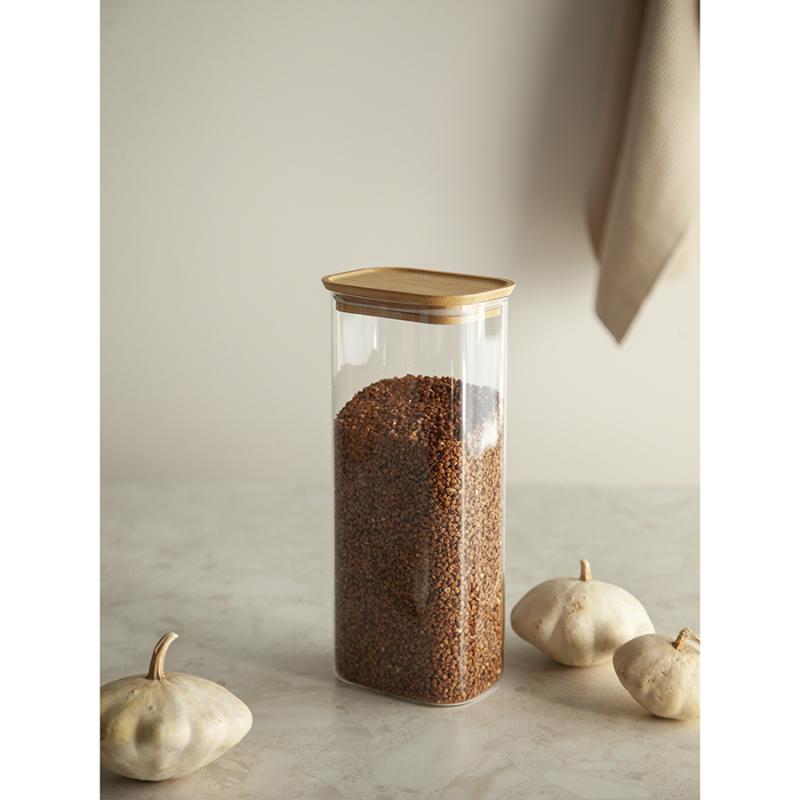 Банка для хранения прямоная glass bamboo, 2 л