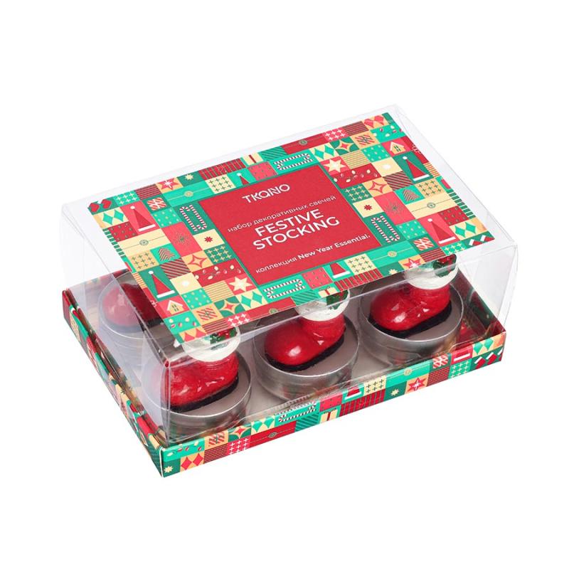 Набор декоративных свечей festive stocking из коллекции new year essential, 6 шт.