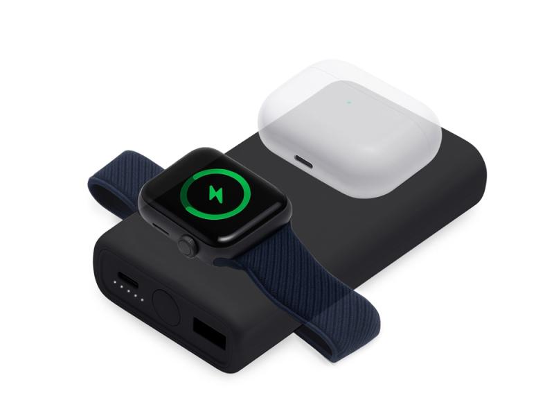 Внешний беспроводной аккумулятор 2-в-1 с функцией зарядки Apple Watch, QC/PD AtomIQ, 10000 мАч