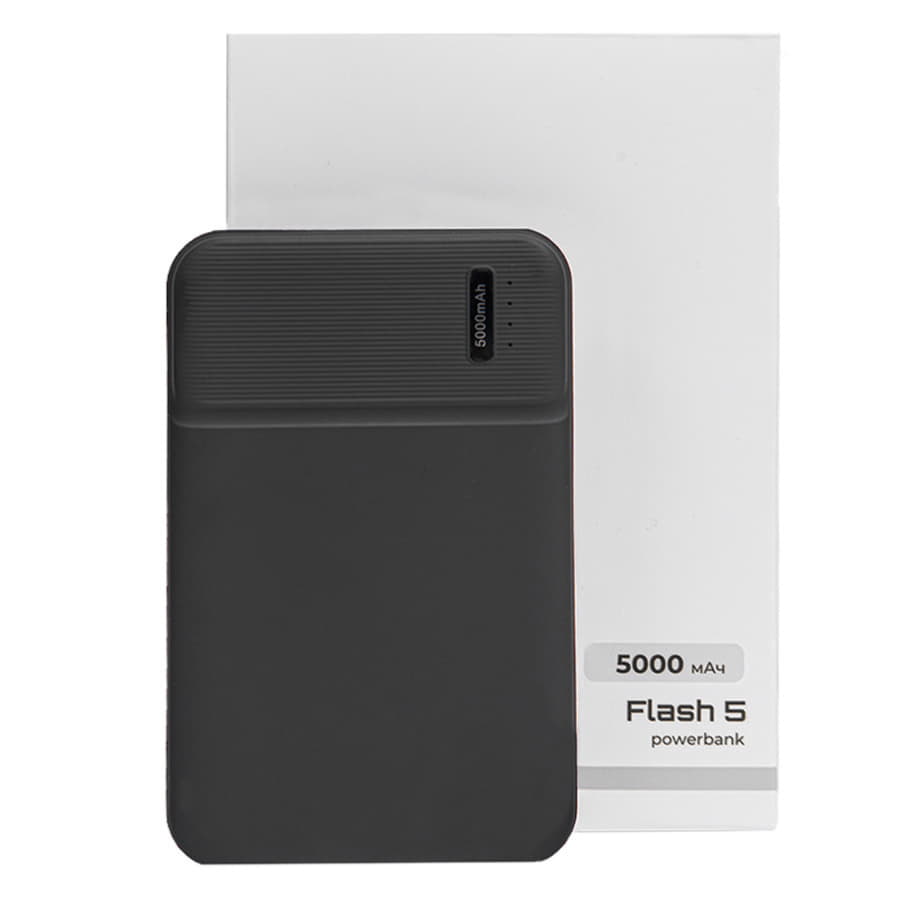 Универсальный аккумулятор Flash 5 (5000 мАч) с подсветкой и soft touch, синий, 9,8х6.3х1,3 см