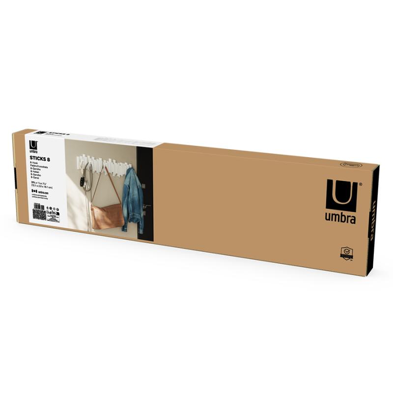 Вешалка настенная sticks, 72 см, 8 крючков