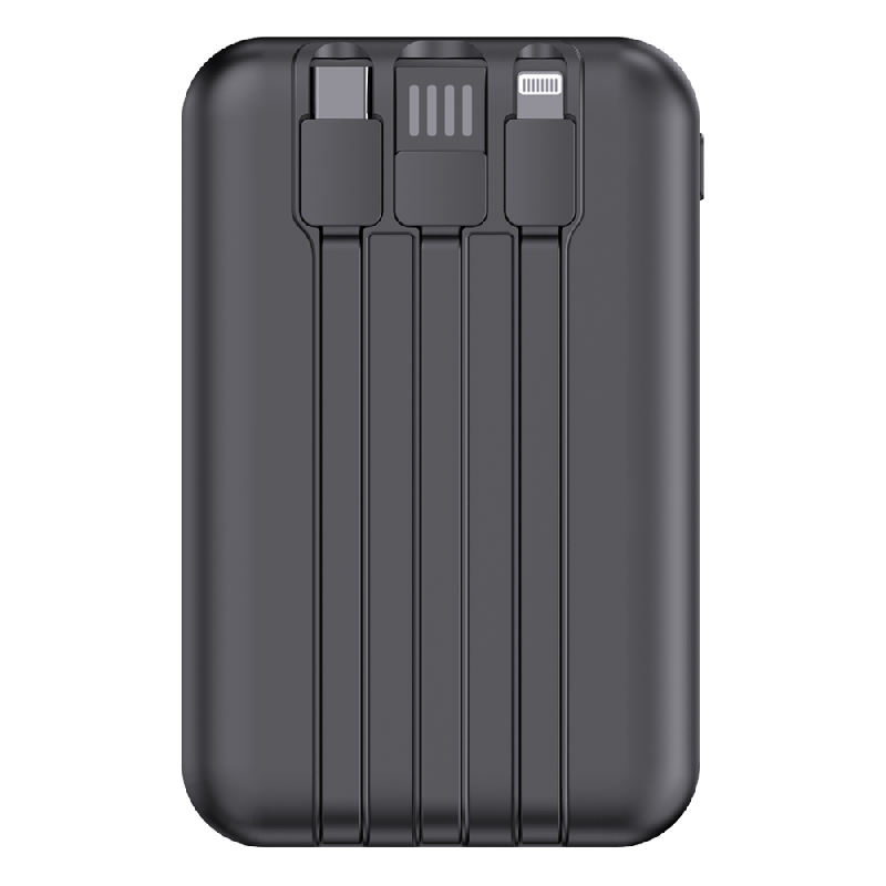 Внешний аккумулятор (powerbank) «Lumen», 10 000 mAH, с тремя зарядными шнурами, 22,5W super fast charge, Power Delivery (PD) 20W (dfnn), QC3.0