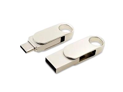 USB 3.0- флешка Uranium на 32 Гб с поворотным механизмом и дополнительным разъемом Type-C