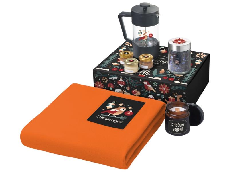 Подарочный набор Re:Moments с пледом, френчпрессом и медом