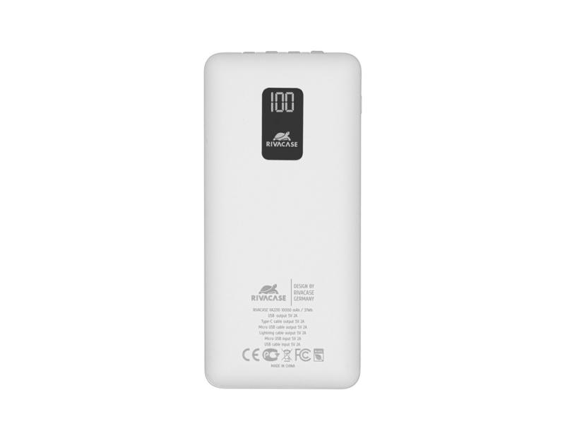 Внешний аккумулятор с дисплеем и встроенными кабелями VA2210, 10000 mAh