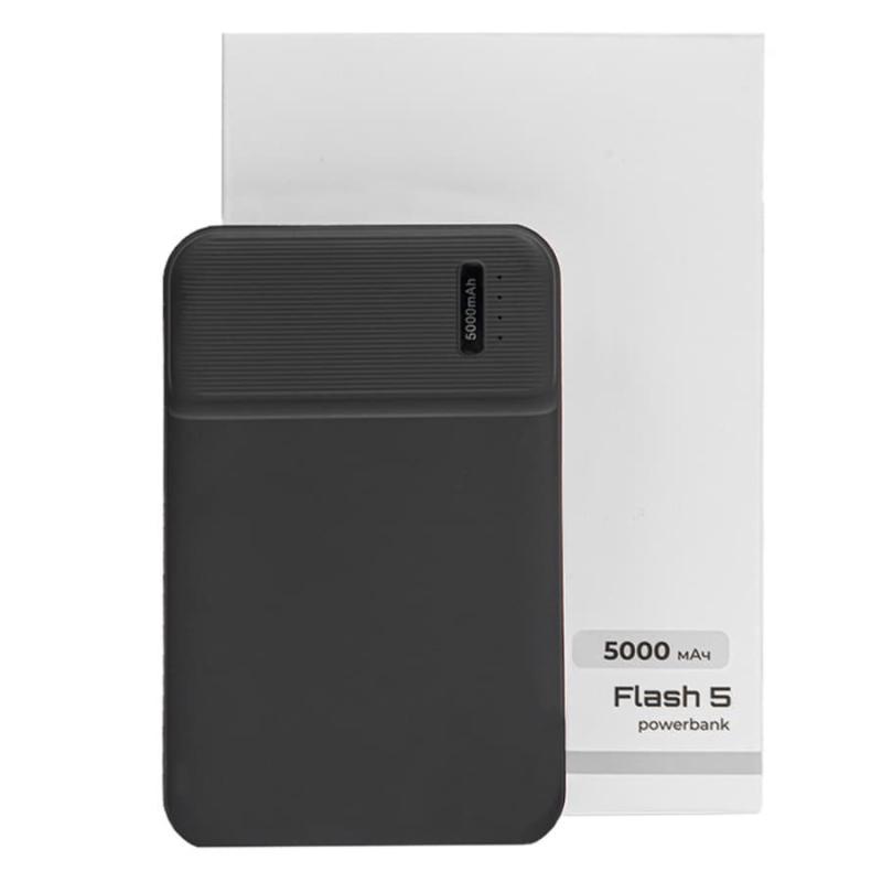 Универсальный аккумулятор Flash 5 (5000 мАч) с подсветкой и soft touch, синий, 9,8х6.3х1,3 см