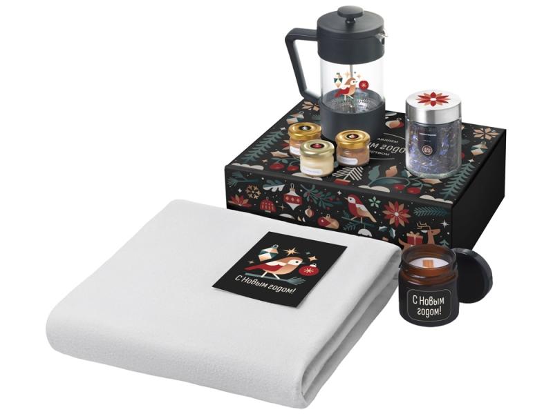 Подарочный набор Re:Moments с пледом, френчпрессом и медом