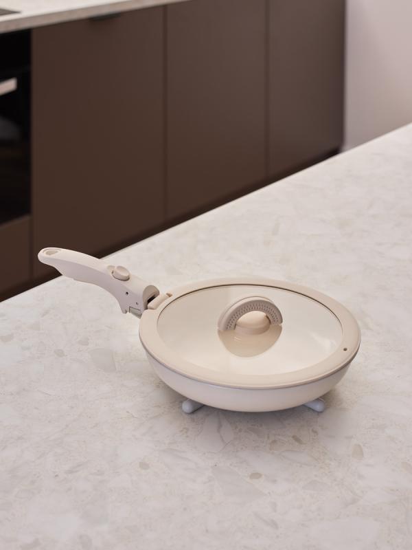 Сковорода с крышкой и съемной ручкой smart ceramic, D20 см