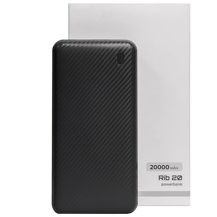 Универсальный аккумулятор Rib 20 (20000 мАч), серый, 14,1х6.9х2,8 см