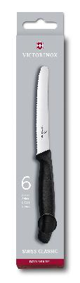 Набор из 6 столовых ножей VICTORINOX SwissClassic, 11 см, волнистая кромка,  рукоять