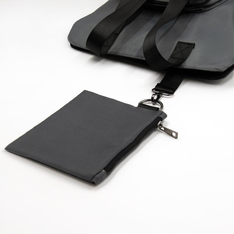 Шоппер Superbag Pocket, с внутренним креплением (карабин) и чехлом для мелочей (серый с черным)