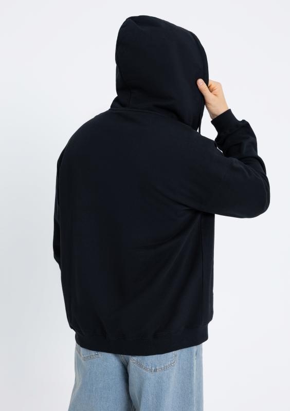 Толстовка  ОNE SIZE, с капюшоном на молнии футер без начёса 350, 72, Черный (20)
