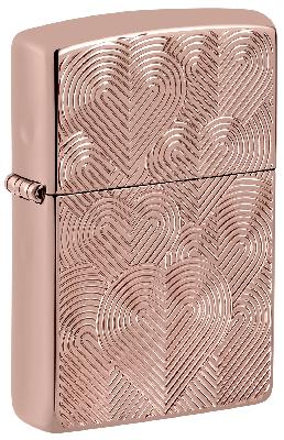 Зажигалка ZIPPO Armor® Hearts с покрытием Rose Gold, латунь,  золото, 38x13x57 мм