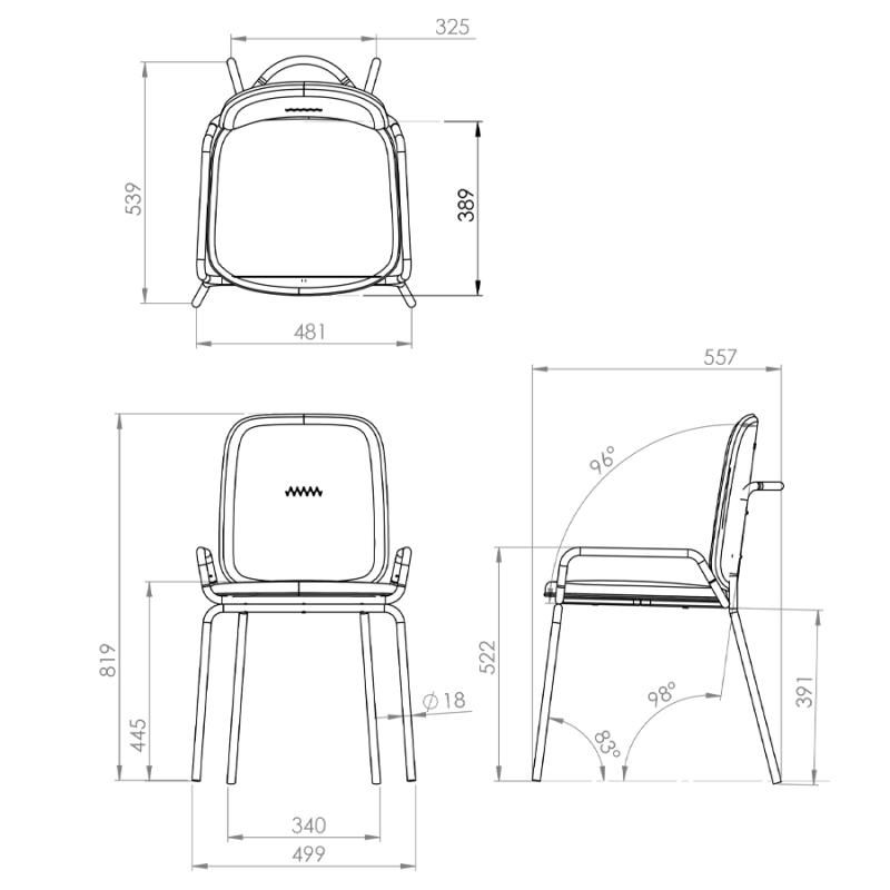 Стул ror, double frame, велюр