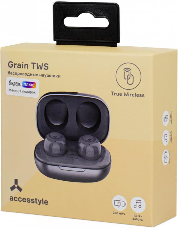 Беспроводные наушники ACCESSTYLE GRAIN TWS, серебристый