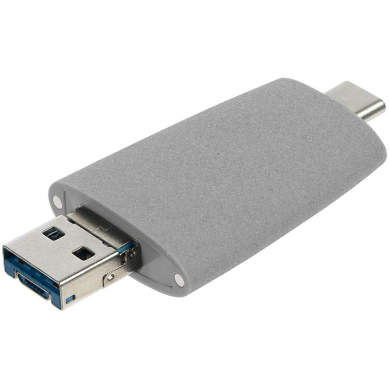 Флешка Pebble Universal, USB 3.0, серая