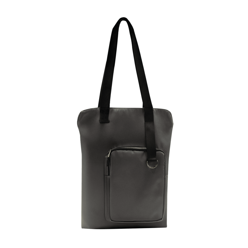 Шоппер Superbag Pocket, с внутренним креплением (карабин) и чехлом для мелочей (серый с черным)
