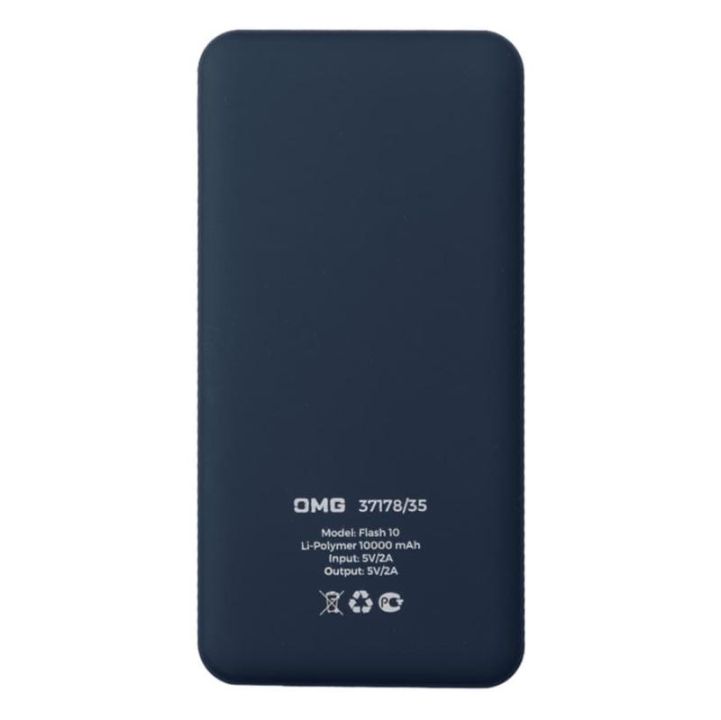 Универсальный аккумулятор Flash 10 (10000 мАч) с подсветкой и soft touch,синий,13,7х6,87х1,55 мм