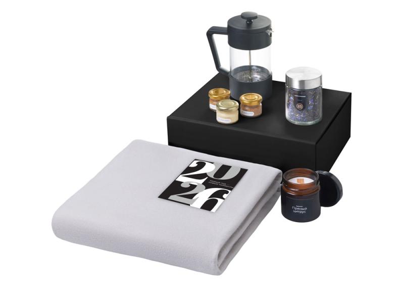 Подарочный набор Re:Moments с пледом, френчпрессом и медом