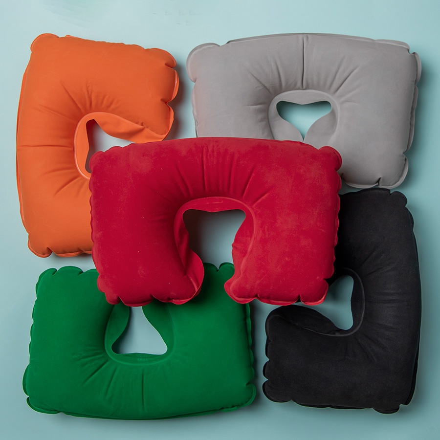 Подушка  надувная дорожная WAY  в футляре, желтый, 43,5х27,5 см, твил