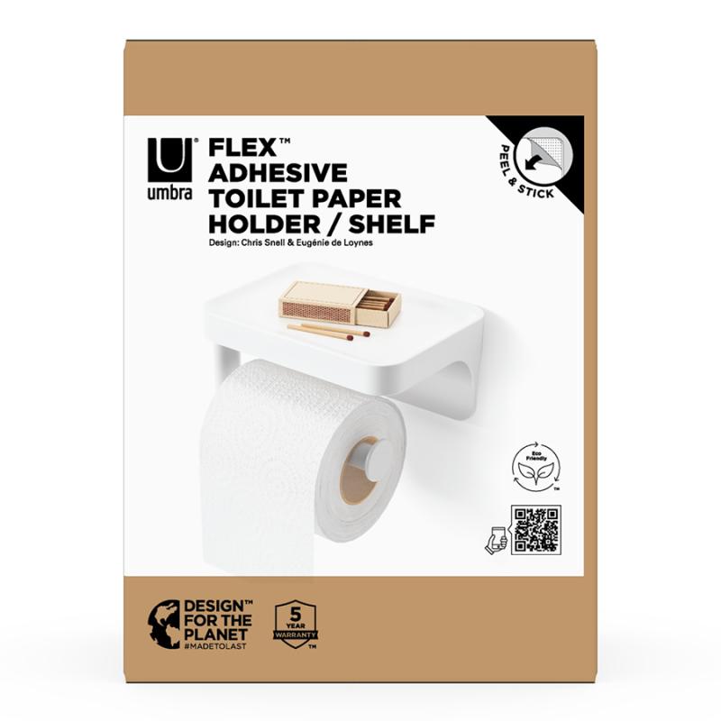 Держатель для туалетной бумаги с полкой flex adhesive