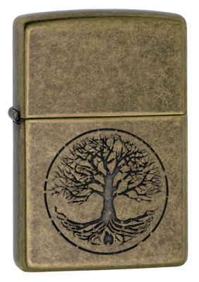 Зажигалка ZIPPO Classic с покрытием Antique Brass™, латунь, медная, овая, 38x13x57 мм