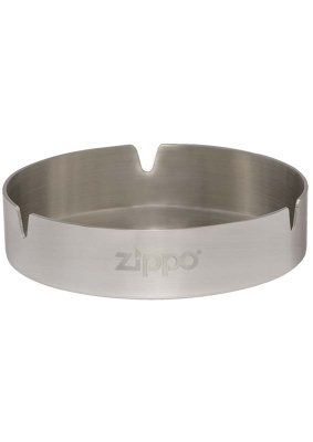 Пепельница ZIPPO, нержавеющая ,  с фирменным логотипом, овая, диаметр 10 см